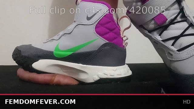 Size 34 Boot Trampling: Nike Hikes Dominate His Cock