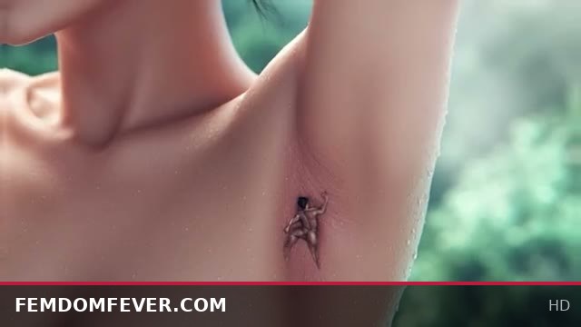 Giantess Tramples City, Tiny Men Flee Dripping Lips