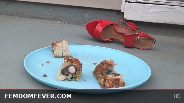 Intense Heel Trampling and Stomping Crush with Feet and Soles in Sensual Food Play